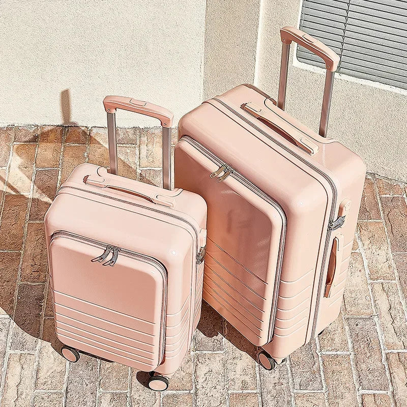 Front opening cover Wheel Carry on Trolley Luggage ABS+PC Travel Suitcase rolling suitcase Women fashion zipper suitcase valises