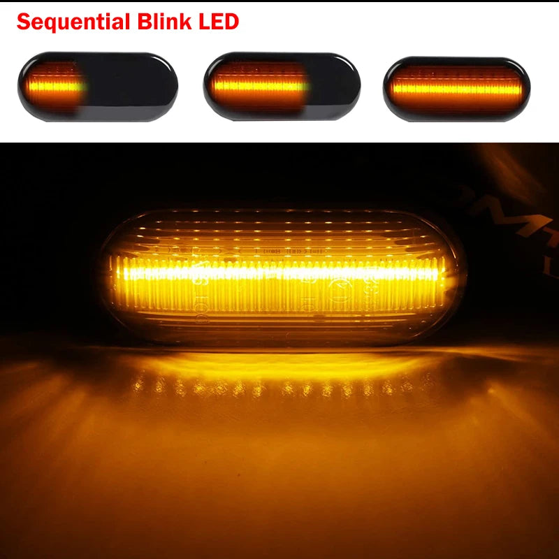 2PCS Dynamic Flowing LED Side Marker Turn Signal Light For VW Transporter T5 Polo Golf 3 4 Passat B5 Sharan Lupo Bora Multivan