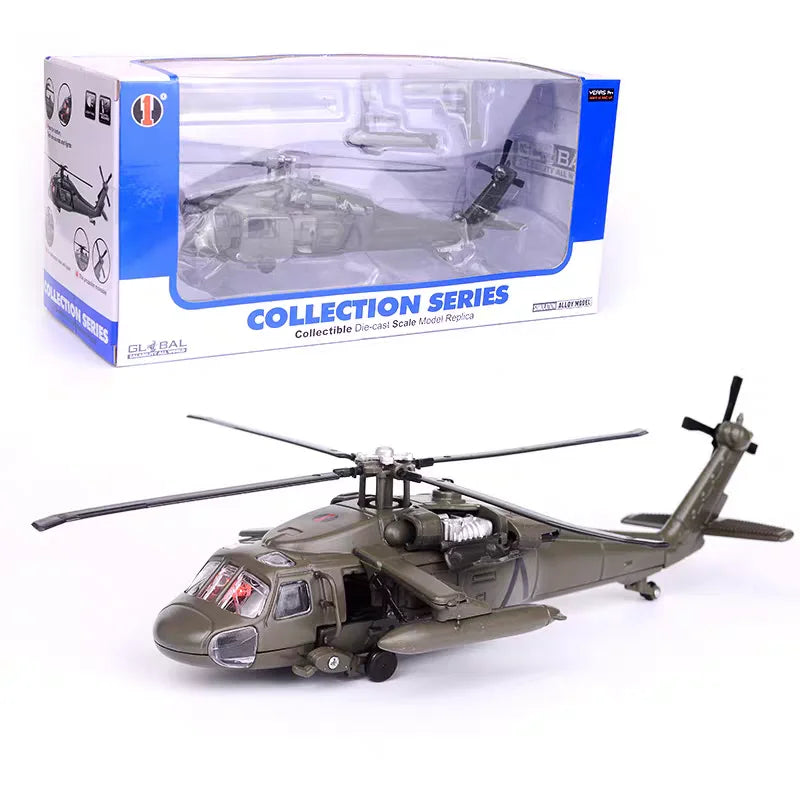 UH-60 Combat Helicopter Simulation Diecast & Toy Vehicles Sounds & Light 1:64 Alloy Military Collection Model Metal Airplane
