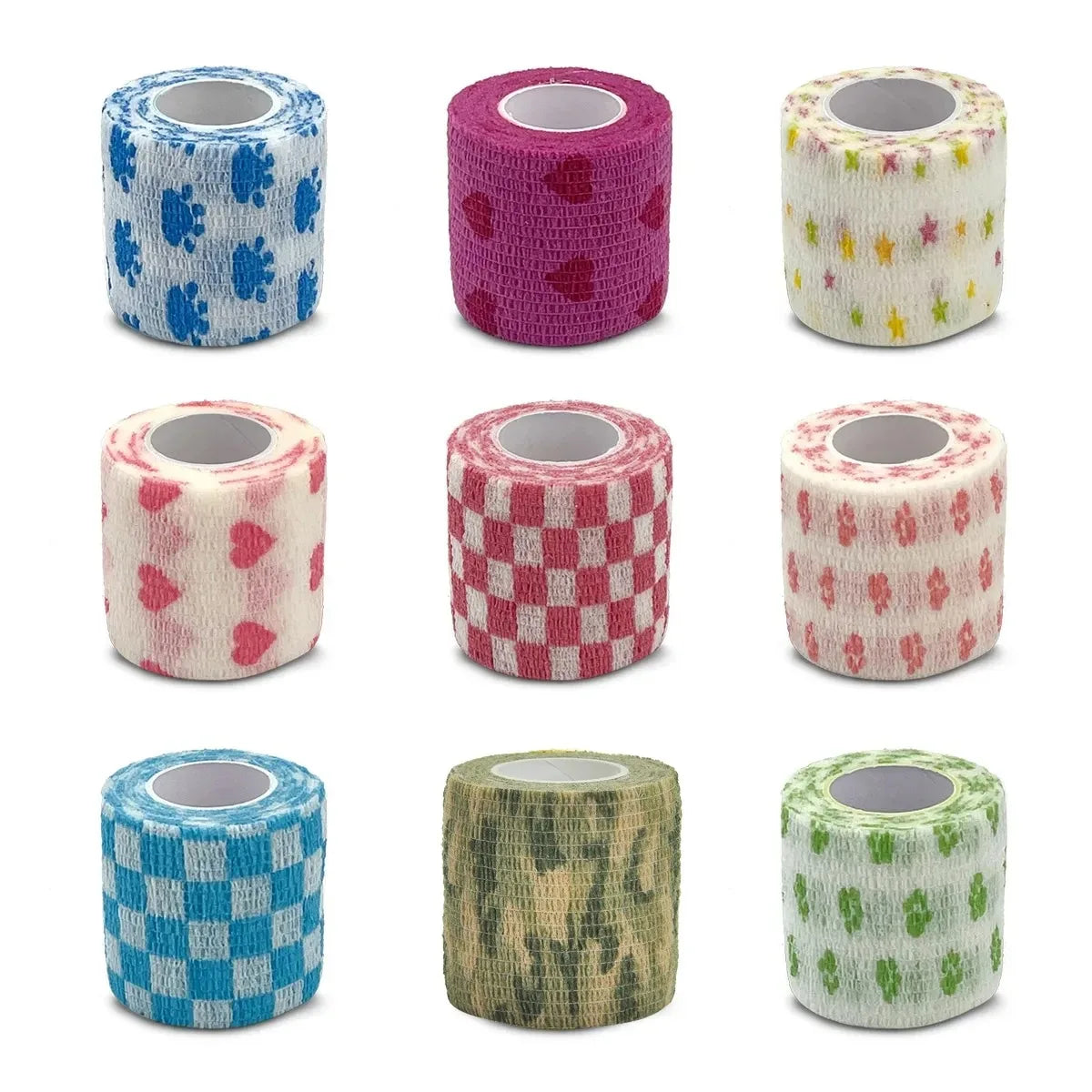 Printed Self Elastic Adhesive Athletic Tape Wraps 2.5cm Sports Colorful Bandage for Tattooing Finger Joint Knee Pet