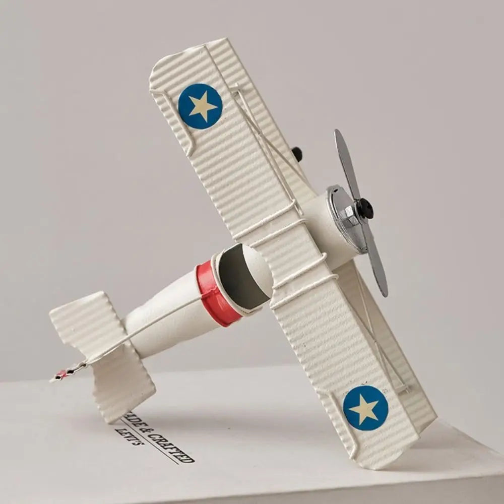 Retro Iron Vintage Airplane Model Handicraft Miniature Aircraft Ornaments Livingroom Delicate Metal Plane Models Kids Gift