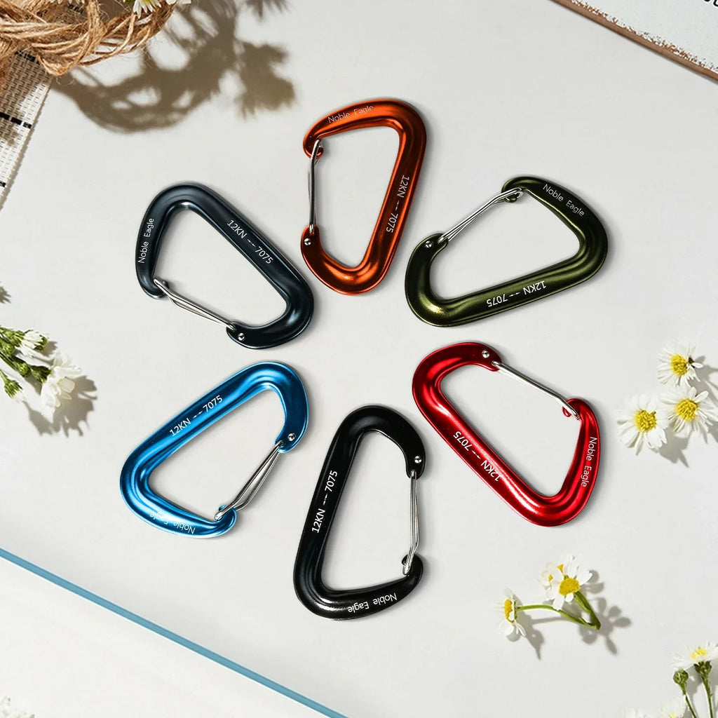 6PCS 12kN Tactical Carabiners Clips Set Heavy Duty Non-Locking Belt Hook For Bags Outdoor Hammock Climbing Accessories