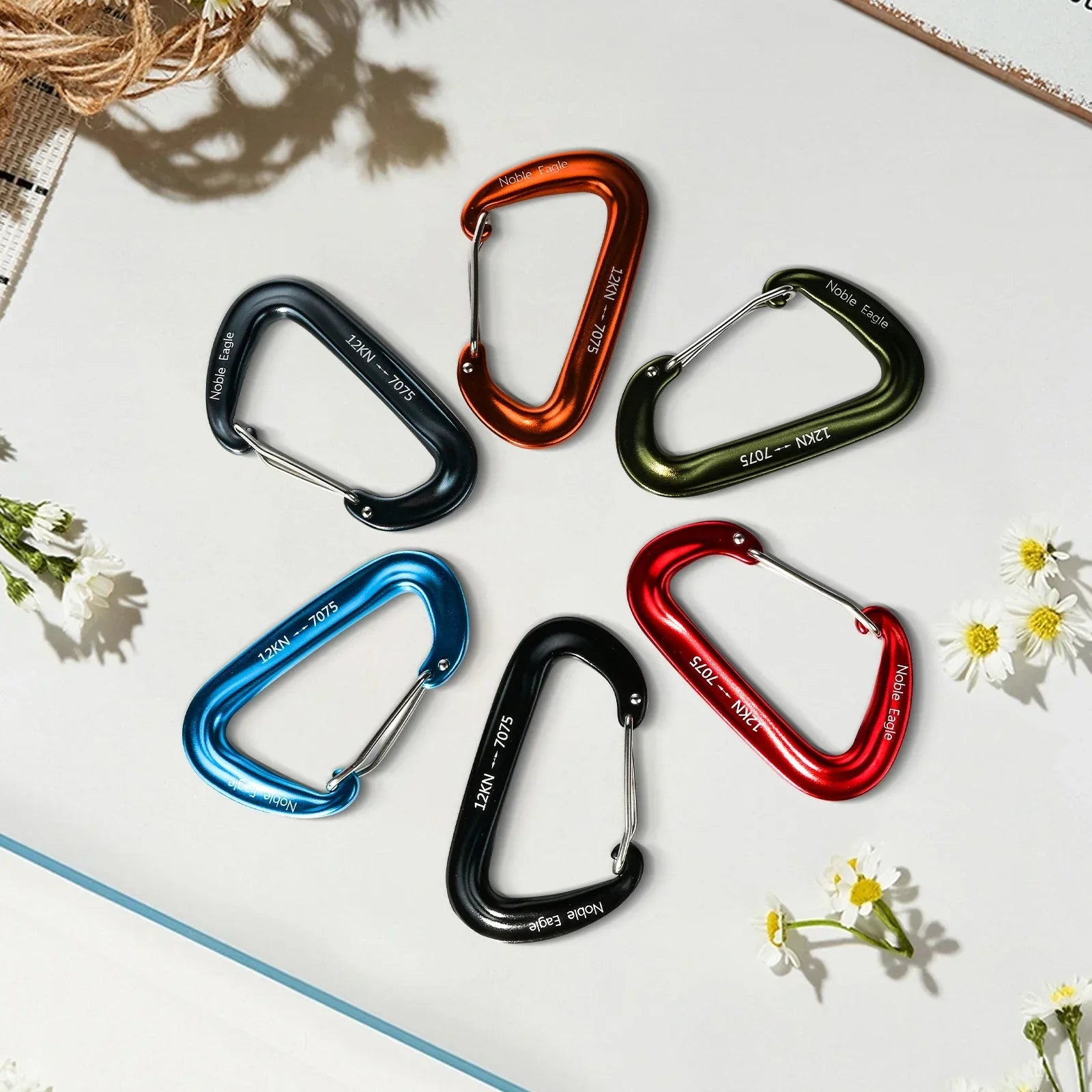 6PCS 12kN Tactical Carabiners Clips Set Heavy Duty Non-Locking Belt Hook For Bags Outdoor Hammock Climbing Accessories