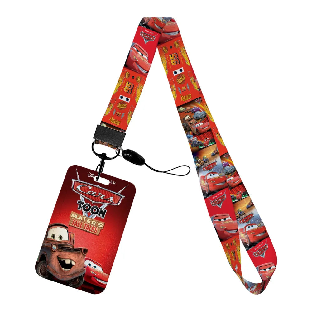 Cars Disney Movie Lightning McQueen New Arrvial Cute Cartoon Badge Holder ID Card Bus Card Holder Lanyard for Accessories Gifts