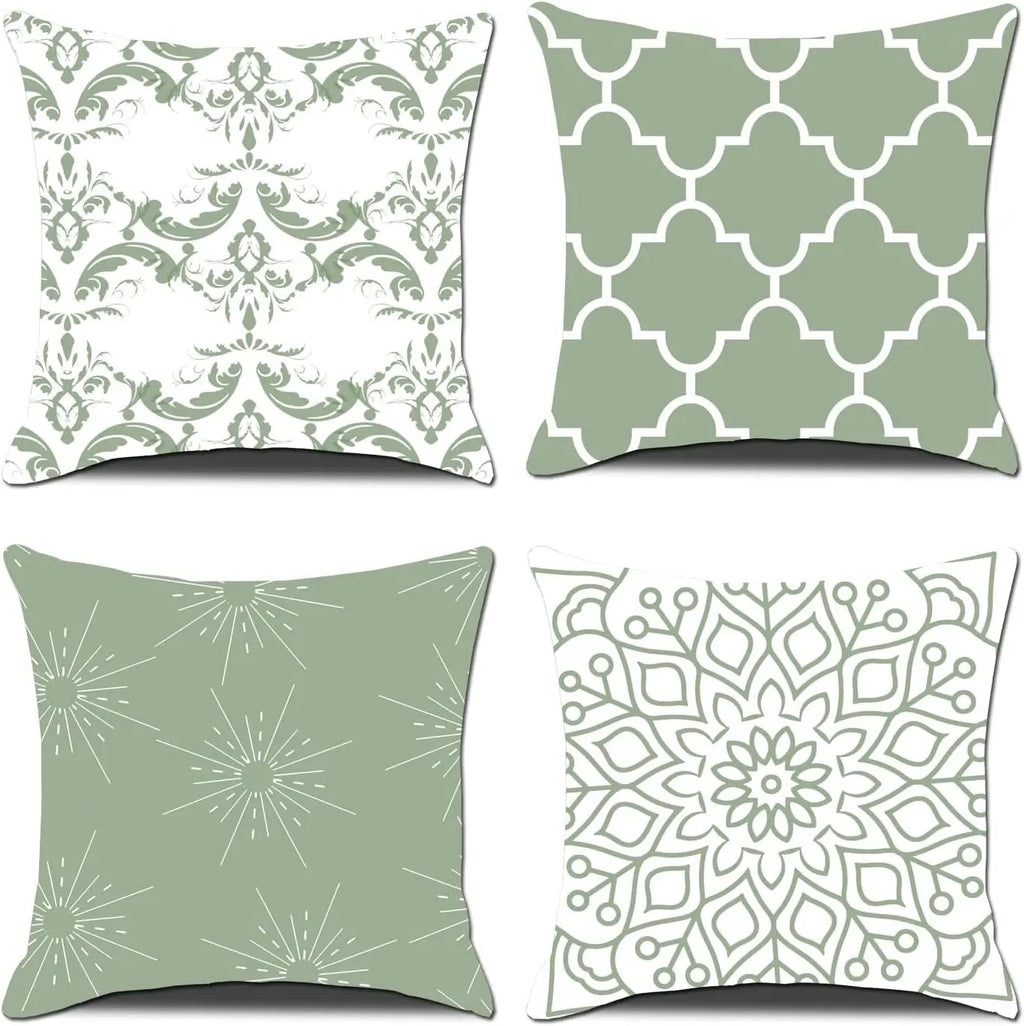 4Pcs Linen Throw Pillow Covers 45x45cm Decorative Cushion Cases for Sofa Bedroom Living Room Home Decor Zippered Pillowcases