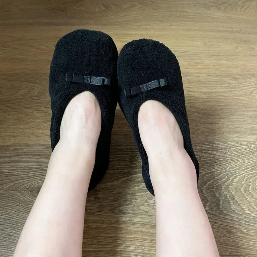 Home Slipper Women Winter Warm Indoor Floor Shoes Flat Fluffy Lazy Female Black house Ballerina Slipper Socks dancing Flipflop