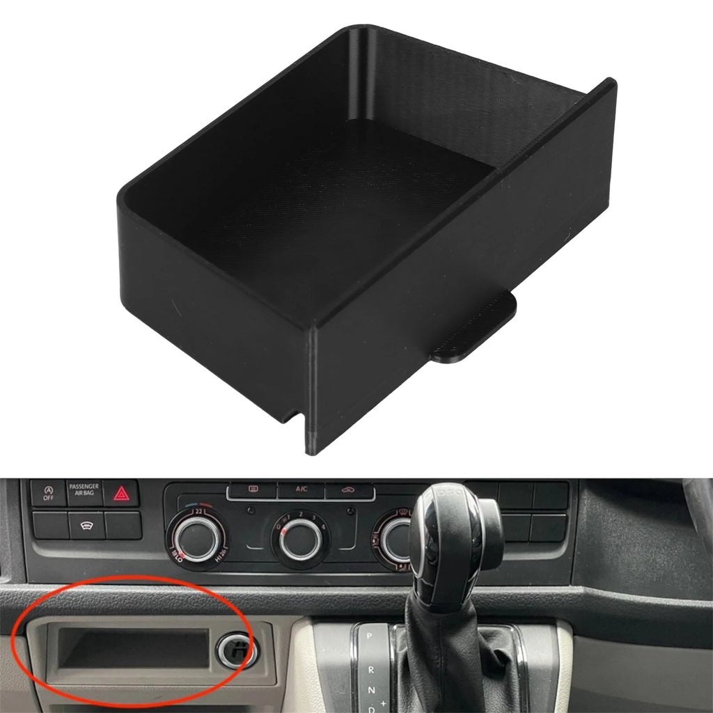 Black Cubby Drawer Durable Dashboard Storage Box Plastic Car Dash Centre Drawer Organizer For VW Transporter T6 Car Accessories
