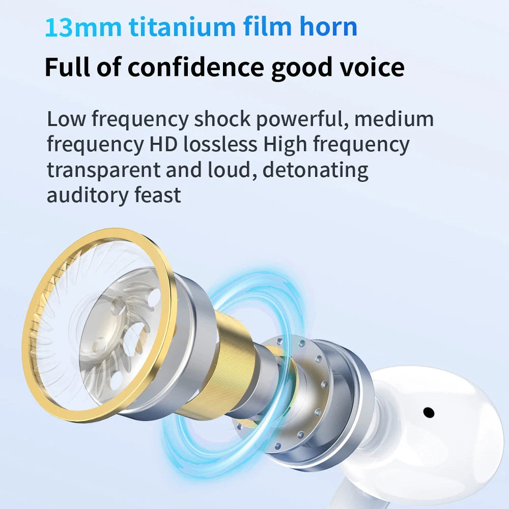 True Wireless Bluetooth Earphones Headphones Bin Lanyard HiFi Sound Low Latency Noise Reduction Earbuds for IOS Android