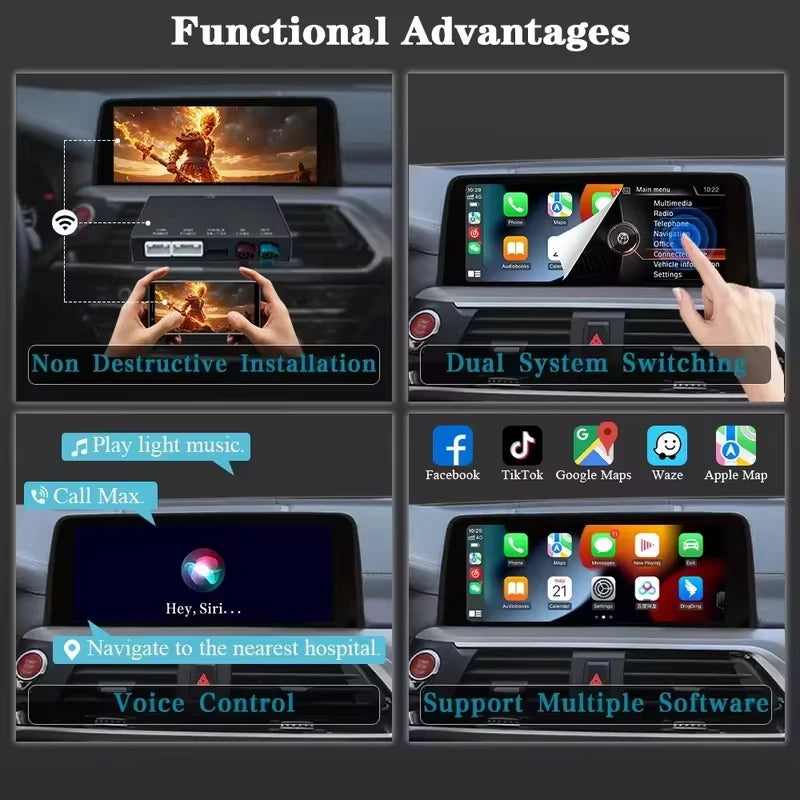For BMW F48 F88 F15 F85 F16 NBT EVO system Wireless CarPlay Android Auto ModuleWith Bluetooth Mirror Link Navigation