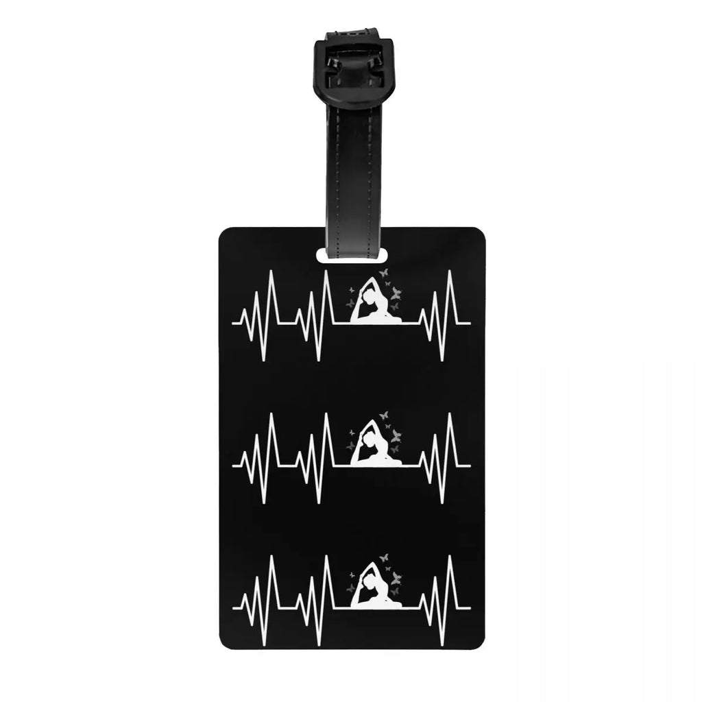 Custom Rock Guitar Heartbeat Luggage Tag With Name Card Music Singer Privacy Cover ID Label for Travel Bag Suitcase