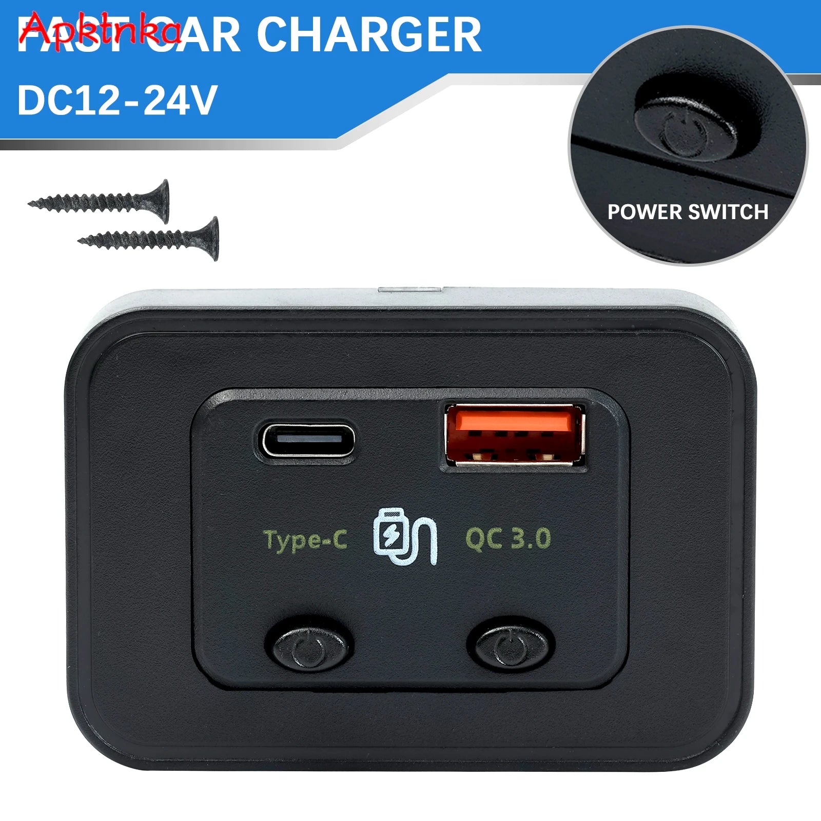 12V/24V Car Usb Splitter Power Outlet Panel Adapter for Camper Truck Boat RV Car Charger Socket Dual USB Type C Charger Adapter