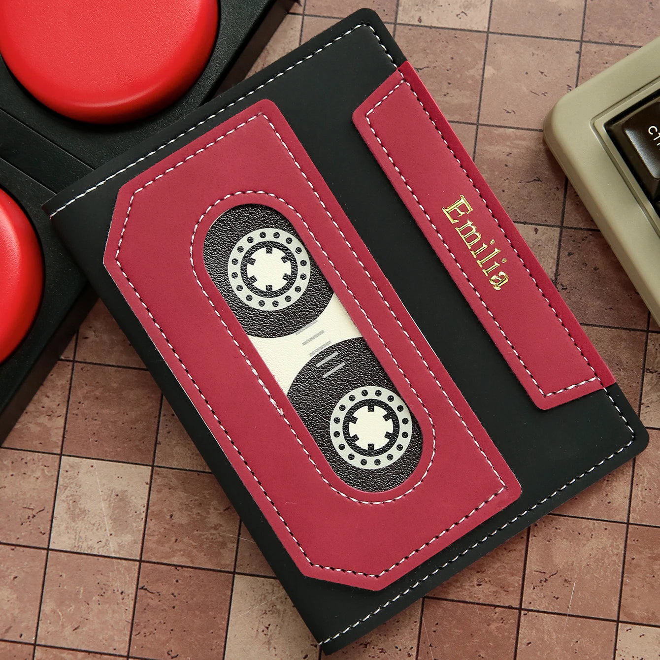 Custom Cassette Tape Passport Cover with Name Personalized Retro Cassette Tape Passport Holder Custom Name PU Leather TravelGift