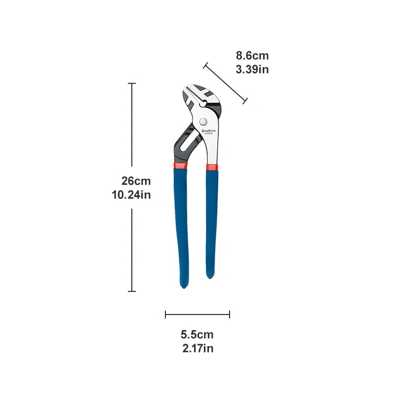 Water Pump Pliers CRV Steel Heat Treated Multi Position Adjustable Groove Joint Pipe Wrench High Torque PVC Grip 8 10 12 16 Inch