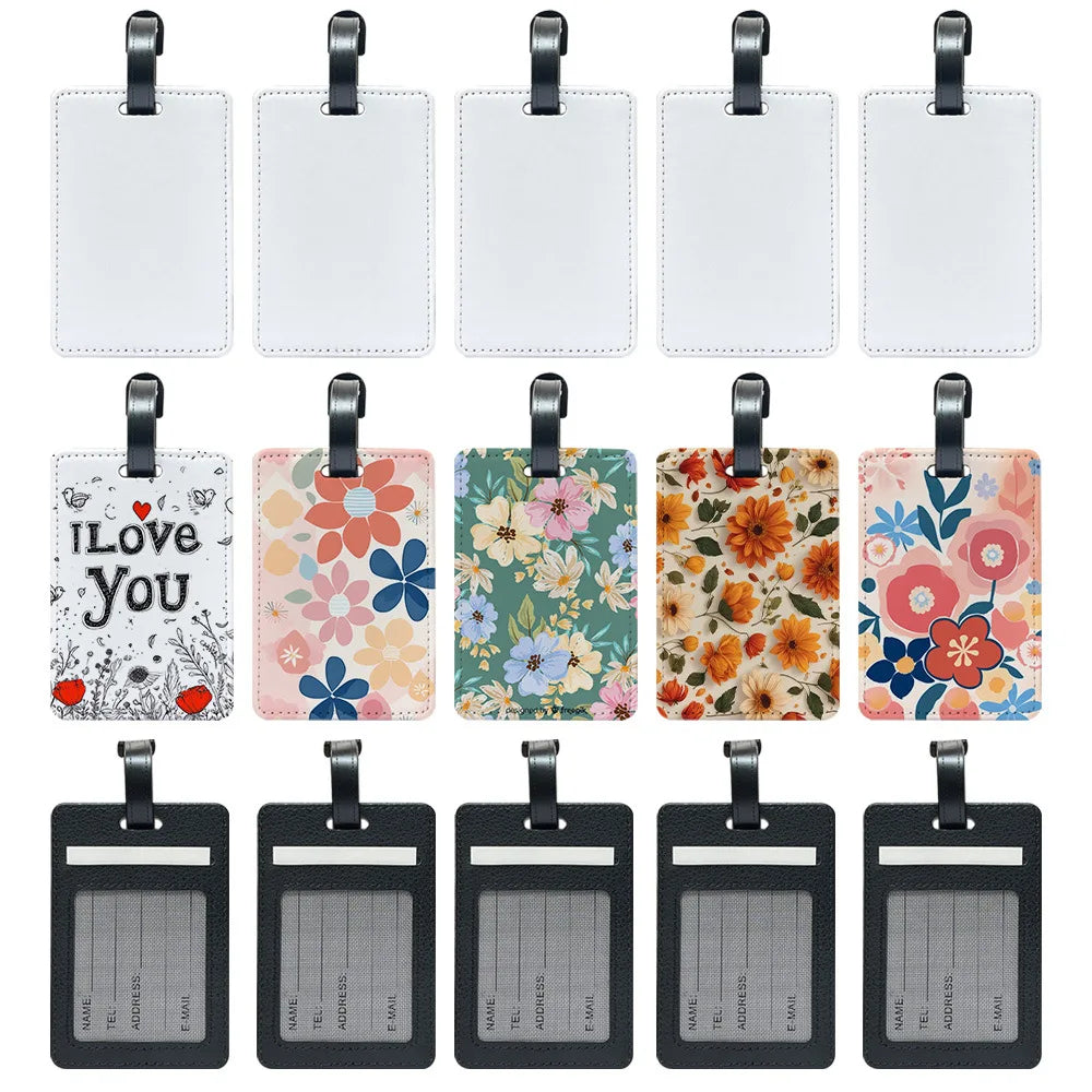 Customized Picture PU Leather Luggage Tags Customized Photo Waterproof ID Tags Travel Business High-end Leather Boarding Pass