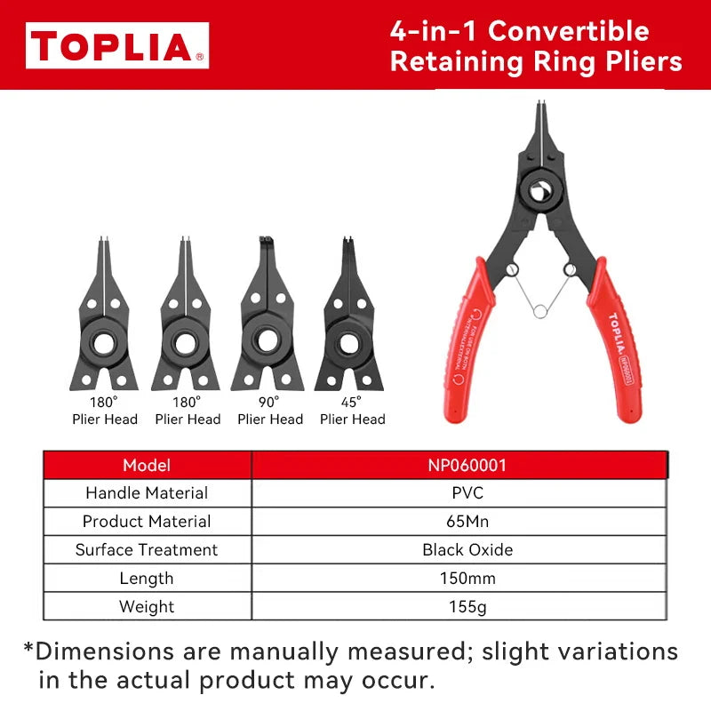 4-In-1 Circlip Pliers Set Snap Ring Pliers Multi Crimp Removable Plier Head Retaining Circlip Pliers Hand Tools Multifunctional
