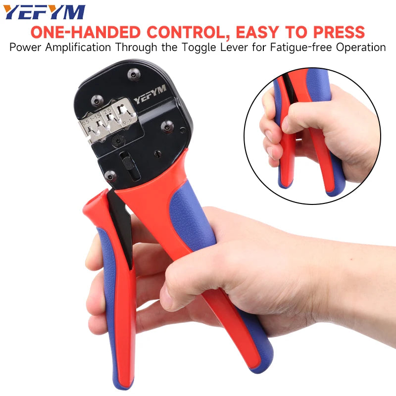 Crimping Tool For Non-Insulated Open Barrel Terminals & Receptacles Ratcheting Wire Crimpers AWG 20-10 (0.5-6mm²) YFP-04B