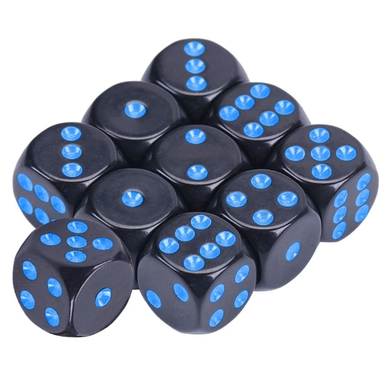 10Pcs 15mm Multicolor Acrylic Cube Dice Set Six Sides Portable Table Games Toy