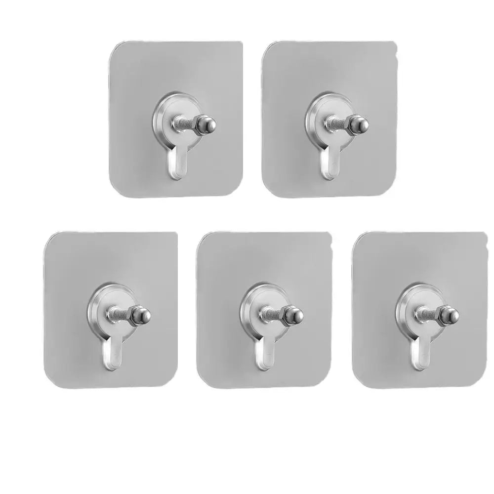 5Pcs Acrylic Self Adhesive Screw Stickers No Need to Punch Holes Wall Mounted Towel Coat Hooks No-trace Adhesive Key Bag Hooks