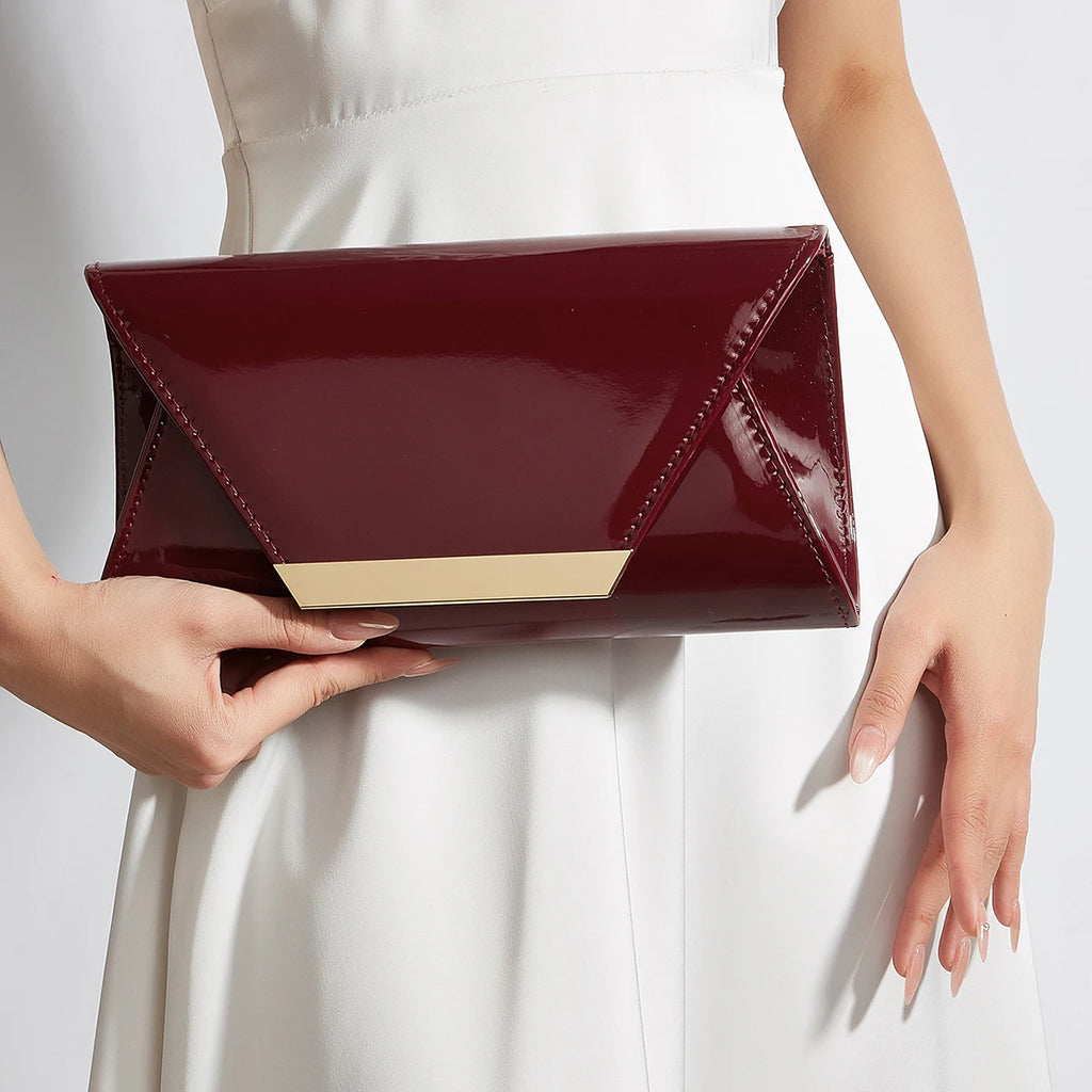 Women's Evening Bag, Solid Color Pu Synthetic Leather Evening Clutch, Portable Makeup Bag, Crossbody Bag, Wallet, Envelope Bag, with Detachable Metal Chain, Suitable for Prom, Wedding Season, Parties, Holiday Gatherings, Carn