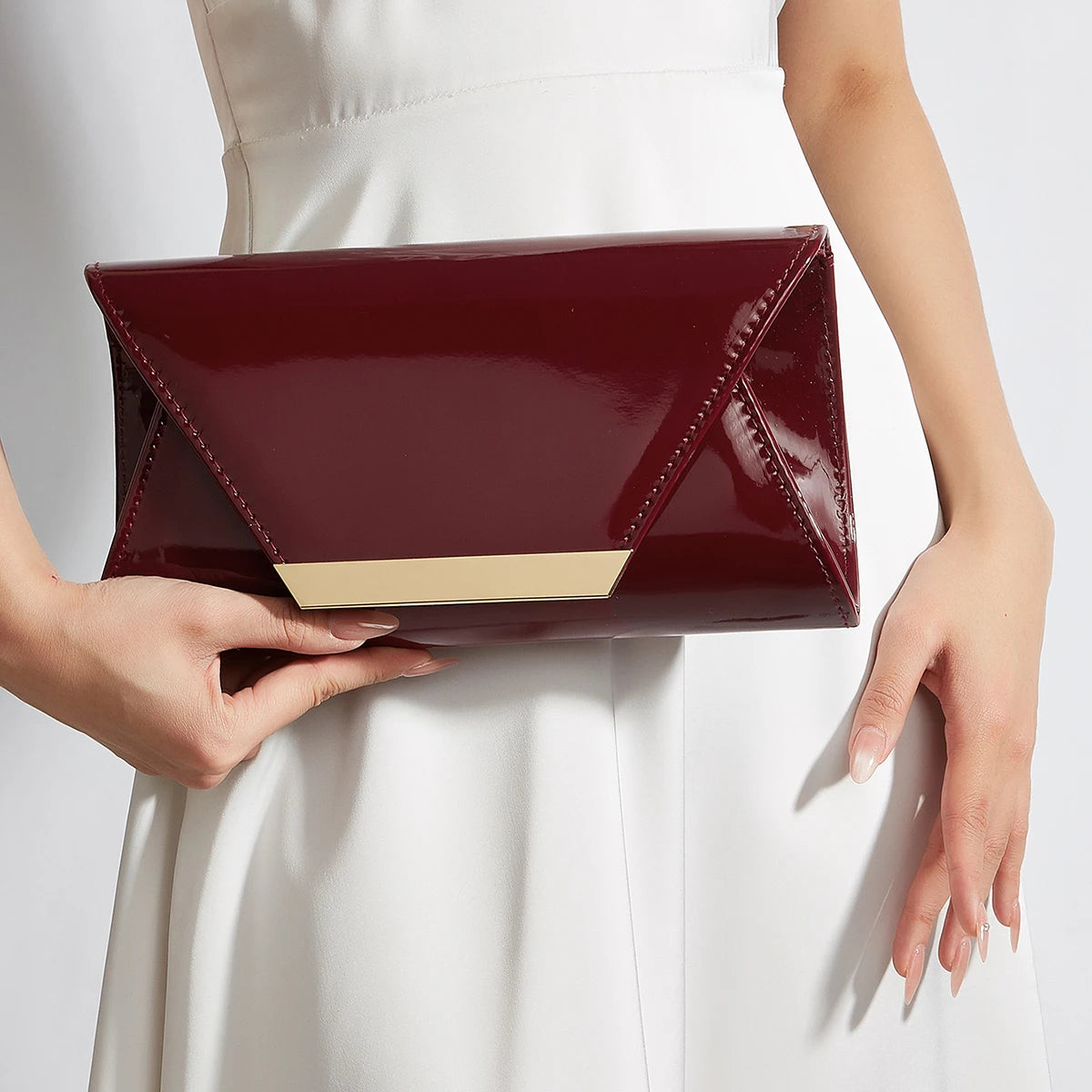 Women's Evening Bag, Solid Color Pu Synthetic Leather Evening Clutch, Portable Makeup Bag, Crossbody Bag, Wallet, Envelope Bag, with Detachable Metal Chain, Suitable for Prom, Wedding Season, Parties, Holiday Gatherings, Carn