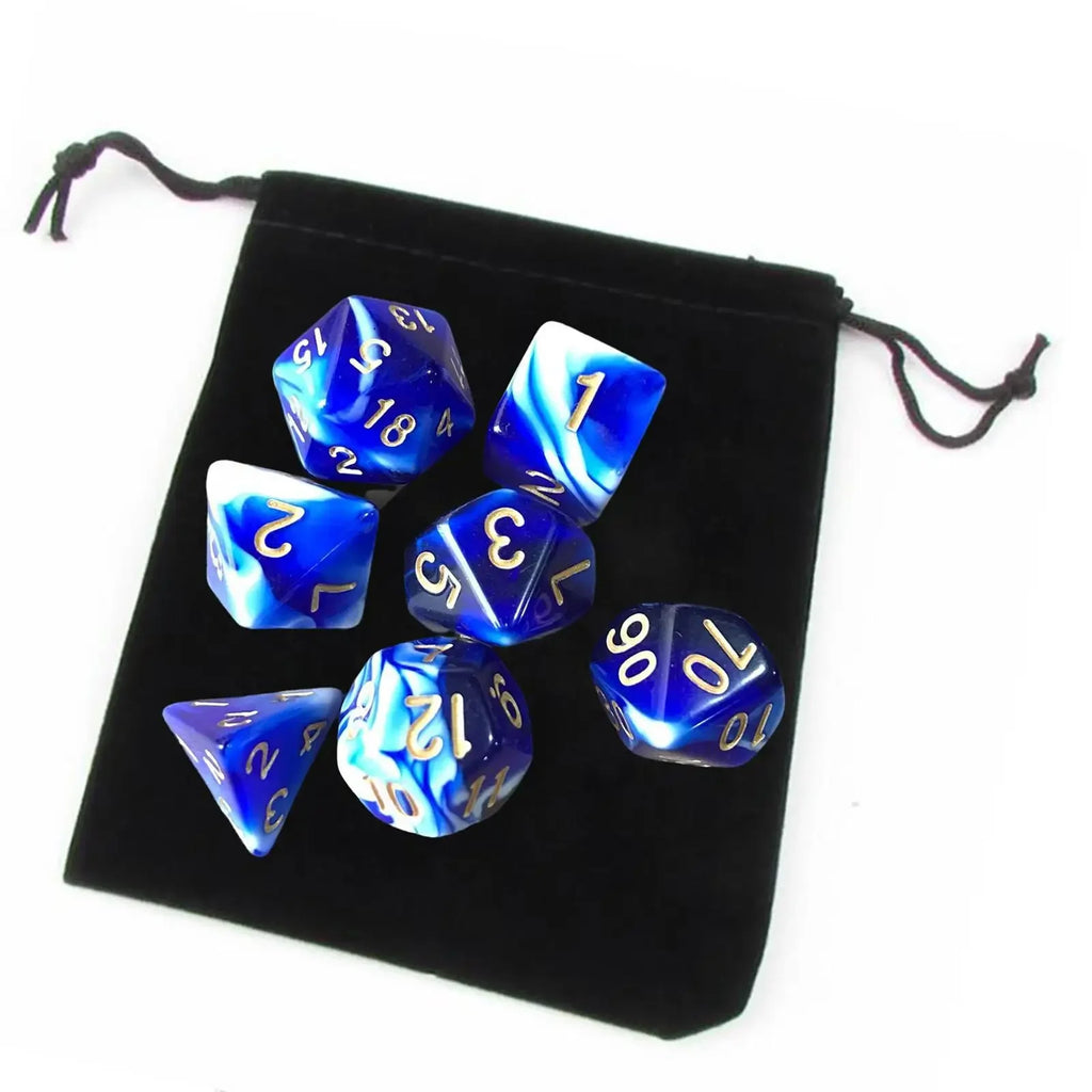 Acrylic Polyhedral Dices Set, D8 D10 D12 D20 Bar Toys with Pouch for DND RPG Role Playing Board Game Math Teaching