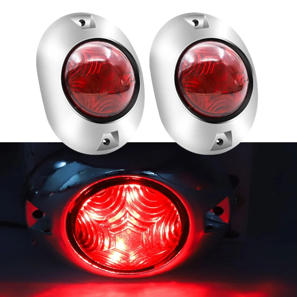 2pcs red cover red light 12V 24V 2x5LED oval side signal light strip accessories suitable for truck trailers
