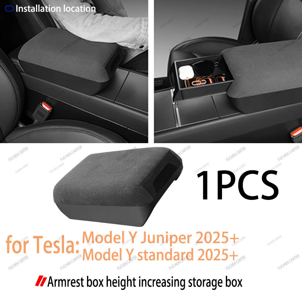 For Tesla Model Y Juniper 2025& Standard 2025+ Console & Armrest Hidden Storage Box Cup Holder Console Organizer Box Accessories