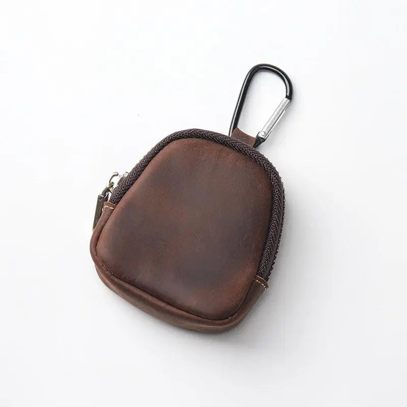 .Hot Sale-PU Leather Coin Purse Retro Small Zipper Pouch For Coins Earphones Accessories Bag Pendant
