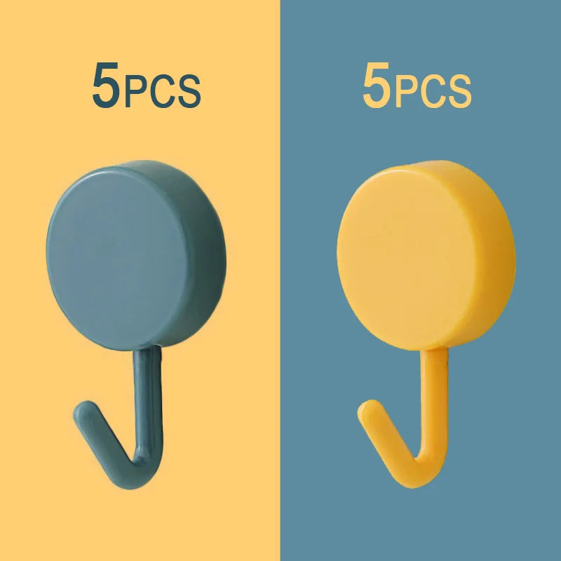 10Pcs Self Adhesive Wall Hook Strong Without Drilling Coat Bag Bathroom Door Kitchen Towel Hanger Hooks Home Storage Accessories