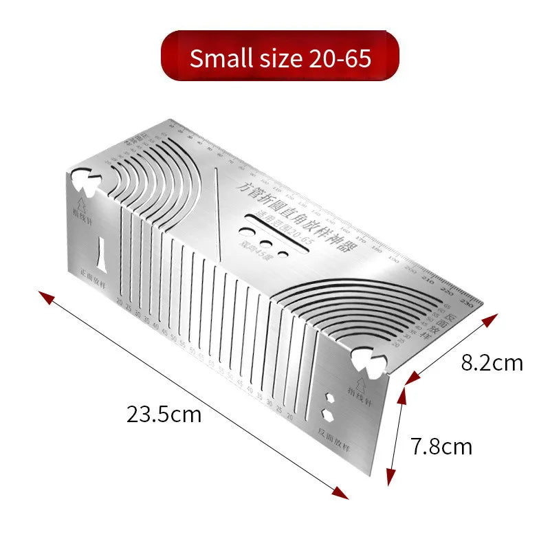 Arc Marking Ruler Right Angle Construction Arc Parallel Drawing Tool 90 Degree Folding Ruler for Metalworking Cutting Guide