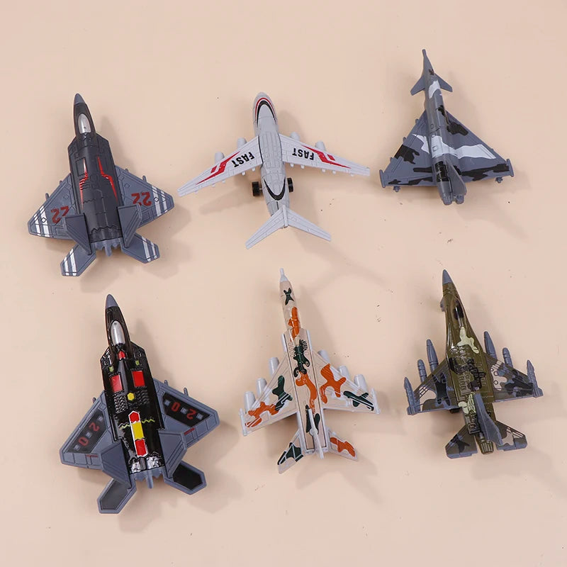 Fighter Model 6Pcs Aircrafts Set MINI Alloy Military Airplane Toys Collection Warplane Decorations For Kids Boys Gift