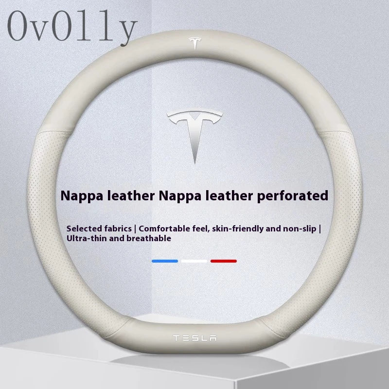 Suede Anti-slip Leather Car Steering Wheel Cover Auto Accessories for Tesla Model 3 Highland Y Juniper S Model X Roadster