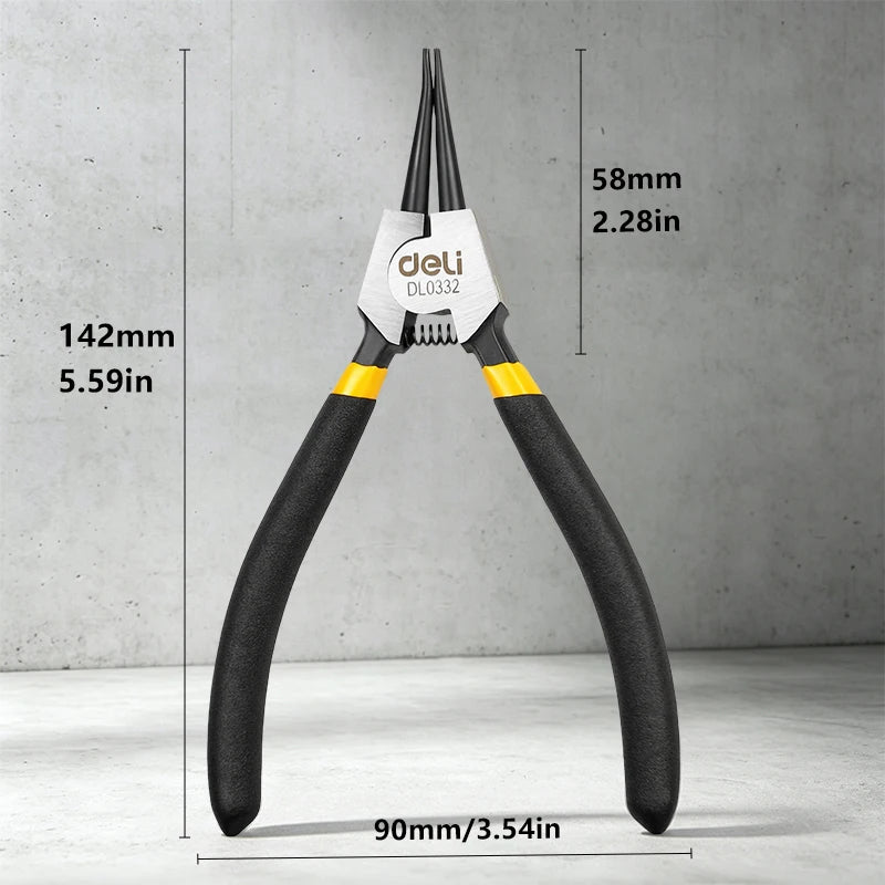 Deli 5inch Circlip Pliers, Needle Nose Pliers, Retaining Ring Pliers, for Removing Installing Puller Locking Rings Shafts