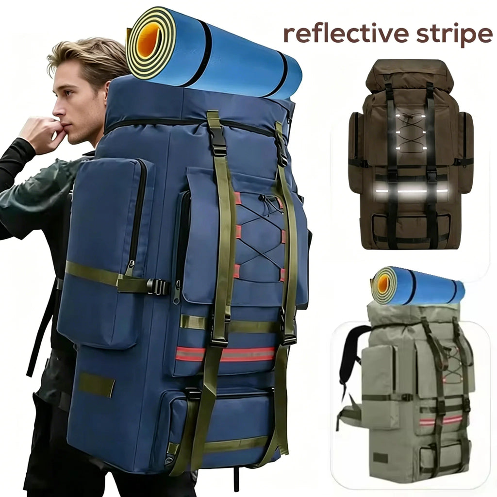 130L Hiking Camping Backpack Travel Large Luggage Bag Trekking Outdoor Sports Pack Molle Trekking Rucksack with Reflective Strip