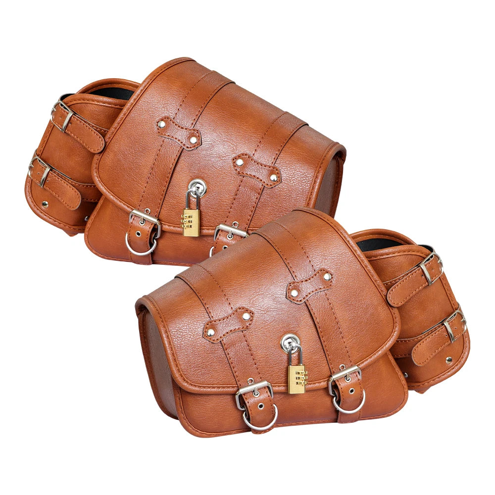 Sacs de selle de moto rétro pochette mallette de rangement valise de réservoir de bagages latéraux sacs en cuir PU/PVC