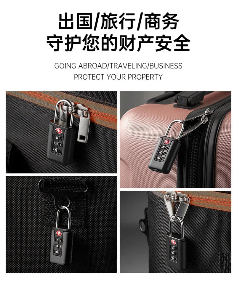 Tsa Approved Luggage Locks, Tsa Locks for Luggage, 3 Digit Combination Padlocks Travel Lock for Suitcases & Baggage (Black)