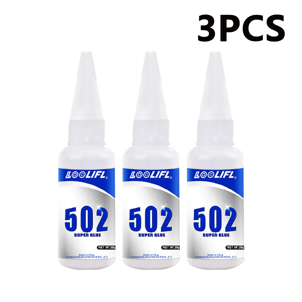 Loolifl 502 Super Glue Strong Adhesive Instant Quick Dry Glue for Ceramic Metal Leather Plastic Wood Multi-Purpose Repair Glue