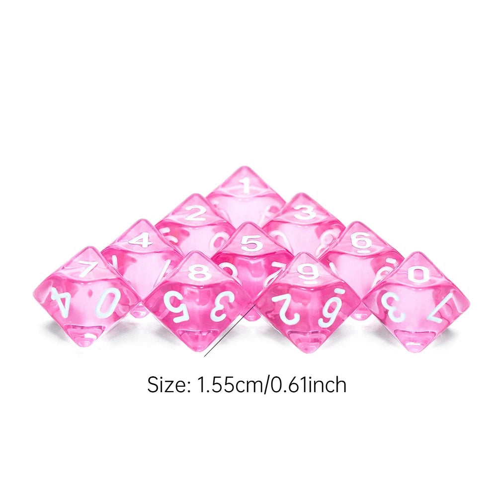 Board Game D10 Dice 10pcs Digital 0-9 Polyhedral Dice for Table Role Playing Game DND COC