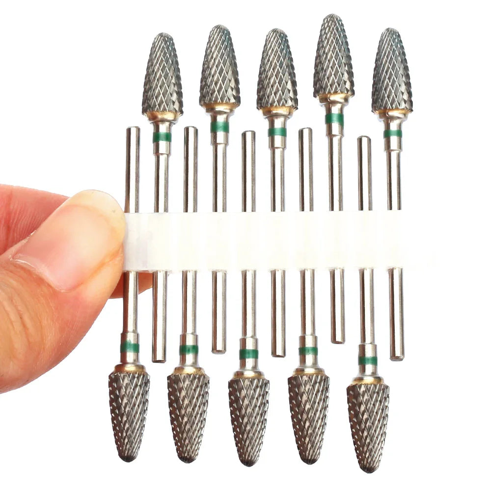 10pc Carbide Manicure Drills Nail Drill Bits Set Milling Cutters Kits Gel Polish Remover Files Electric Burr Tools Accesstries