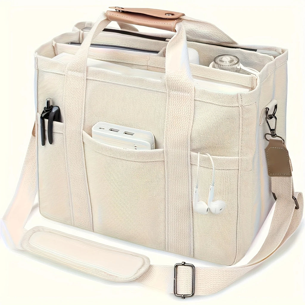 Fashionable White Women's Shoulder Bag, Large Capacity Handbag, Multifunctional Multi Compartment Storage Bags