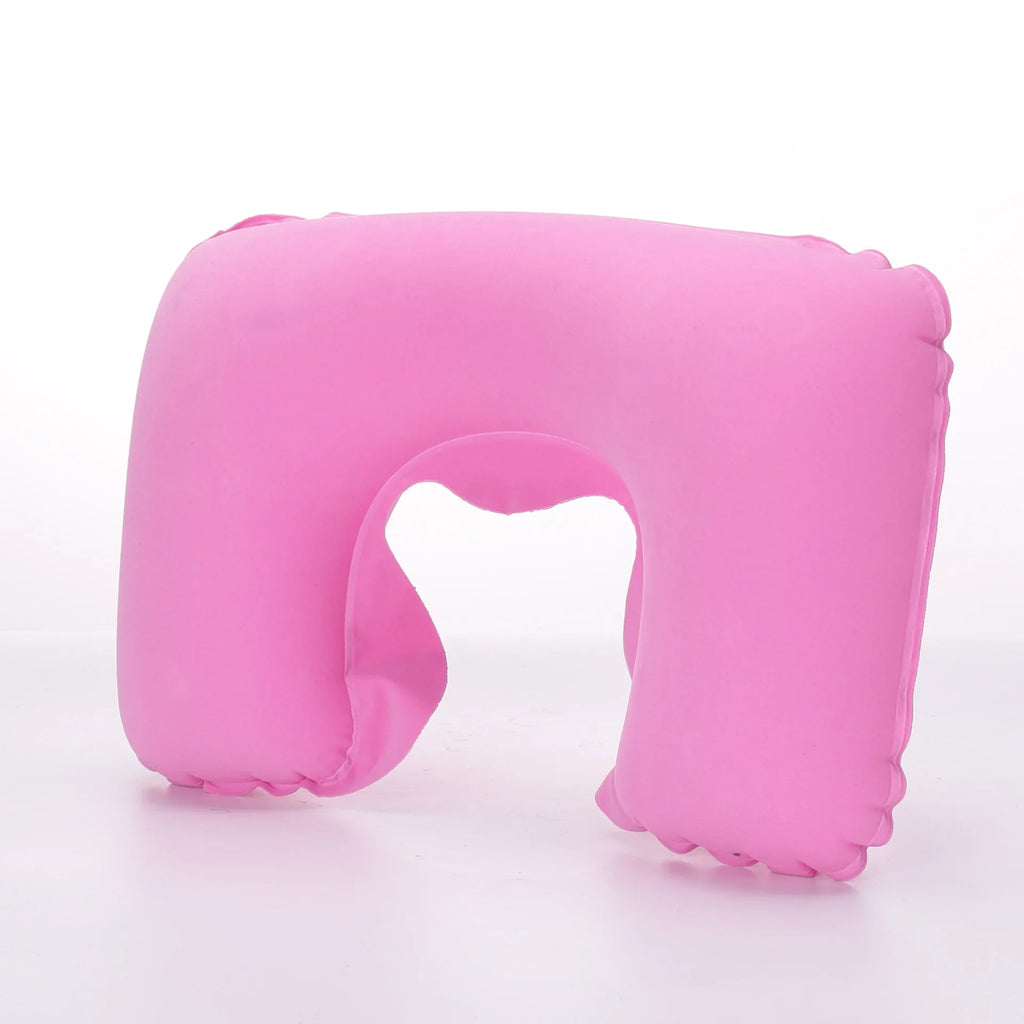 1/3/4Pcs Travel Pillow Car Air Flight Office Inflatable Neck Pillow Short Plush Cover PVC Support Headrest Soft Nursing Cushion