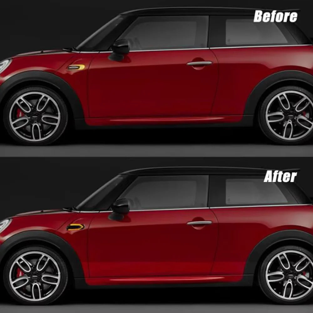 For Mini Cooper One F55 F56 F57 Dynamic LED Indicator Side Indicator Marker Turn Signal Repeater Light Black Lens