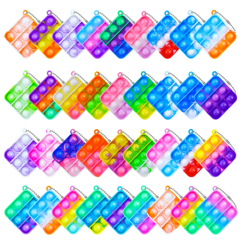 Mini Pop Keychain Fidget Toys Push Pop Bulk Keychain Party Favors For Kids Pop Bubble Toys Pack Boys Girls Adults
