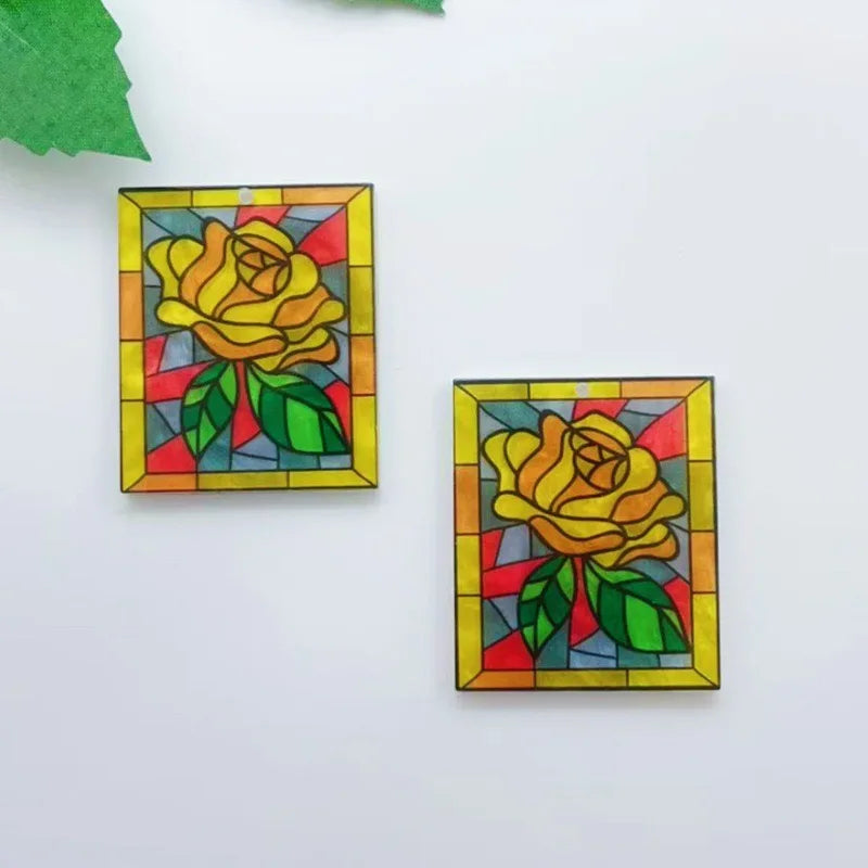 10pcs Wave Flower Earrings Acrylic Acetate Sheet New Chinese Style Hand drawn Oil Painting Female DIY Jewelry Accessories