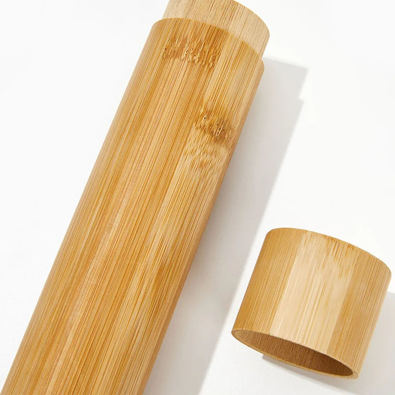 23cm Length Empty Bamboo Toothbrush Tube & Tea Bottle Eco-Friendly Toothbrush Case Travel Portable Tooth Brush Holder Box