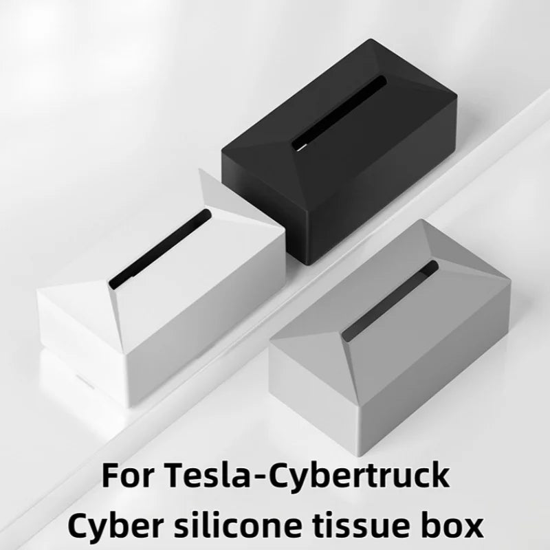 For Tesla Model 3/Y/ Highland Car Tissue BoxNEW Model 3/Cybertruck Cyber Pickup Silicone Pumping Paper Box