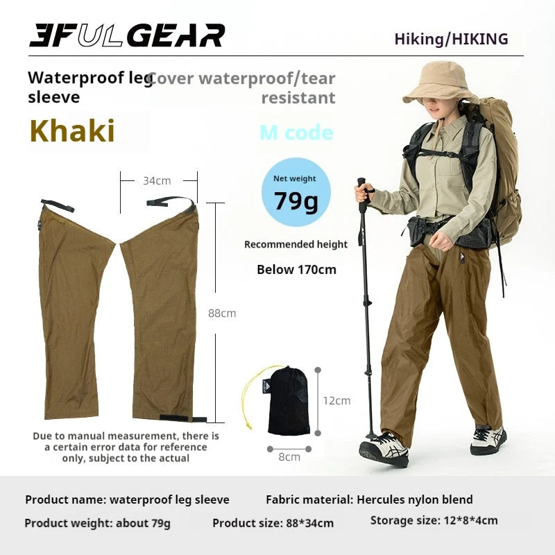 3F UL GEAR Outdoor Waterproof Leg Cover Approximately 79g with Adjustable Rain Proof Wear Resistant Tear Resistant Portable