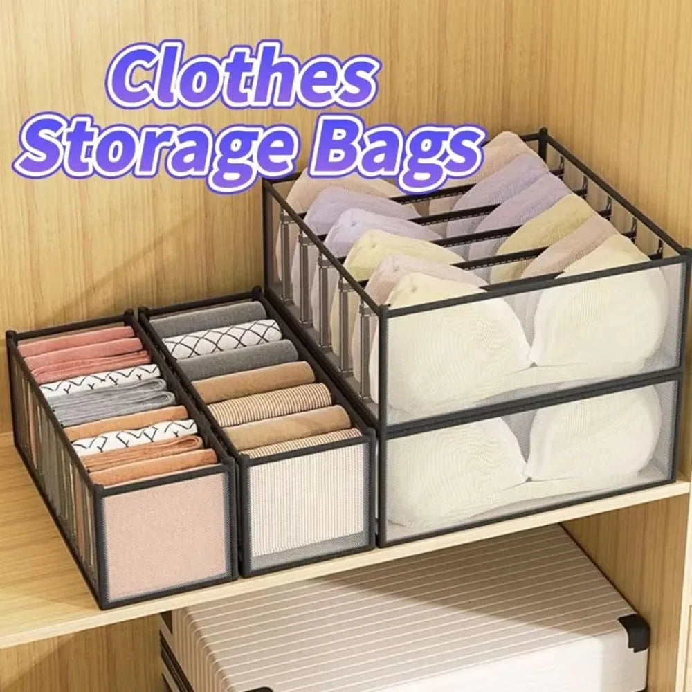 3-Pack Home Storage Boxes Foldable Plaid Underwear Combination Bags - Nylon Drawer Dividers for Socks Panties and Underwear