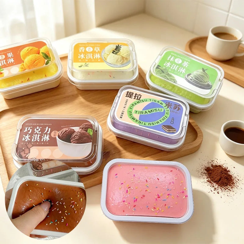 1/6pcs Squishy Tiramisu Ice Cream Cake Squeeze Toy Slow Rebound Stress Relief Fidget Toys for Anxiety ADHD Autism for Kids Adult