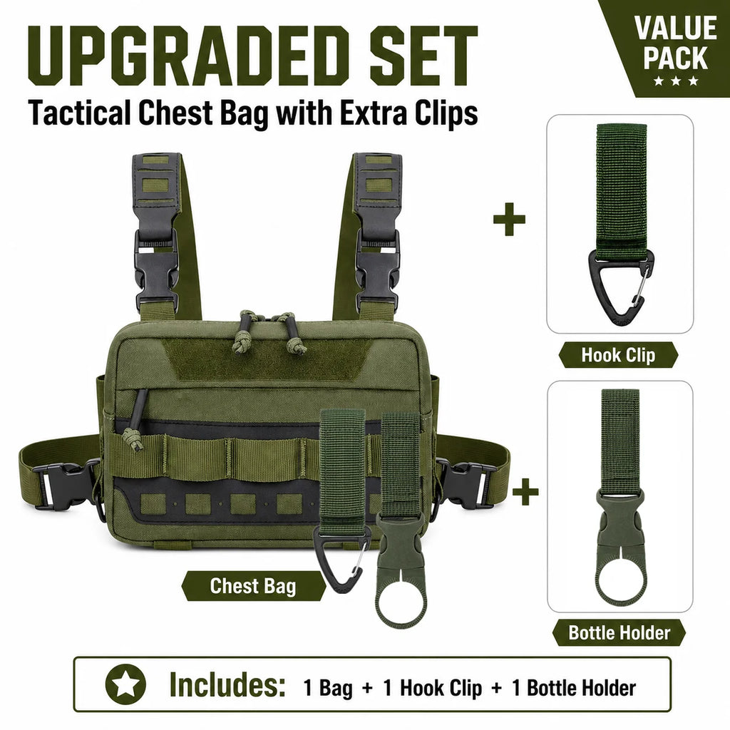 Functional Tactical Chest Bag Waist Bag Fishing MOLLE Outdoor EDC Chest Rig Pack for Cycling Hiking Camping Adjustable Harness